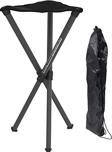 WALKSTOOL - Modell Basic - Sitzhöhe 60 cm - MIT Tragetasche - Schwarz- Camping Klapphocker aus Aluminium - Klapphocker Faltbar, Campingstuhl 175 kg Maximal-Last - Dreibeinhocker Campinghocker