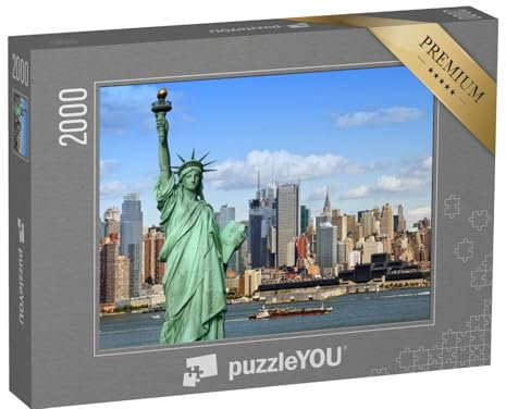 puzzleYOU: Puzzle 2000 Teile „Freiheitsstatue mit Hudson River, New York City“ – aus der Puzzle-Kollektion Amerika, Amerikanische Städte