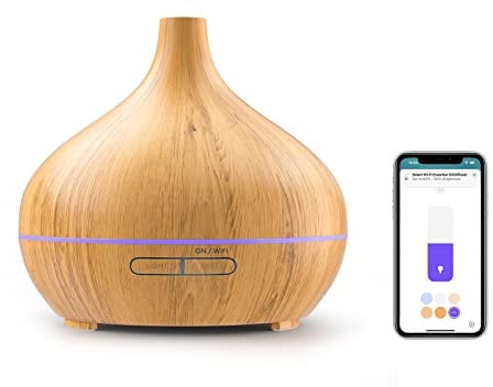 Meross Aroma Diffuser Funktioniert mit Apple HomeKit, Alexa und Google Home, 400ML Ätherische Öle Smart Ultraschall Luftbefeuchter, App Steuerbar WLAN Duftöl Diffuser mit Zeitplan