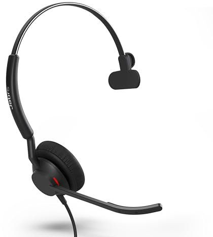 Jabra Engage 50 II Auriculares Monoaurales, 3 micrófonos, cancelación de ruido, ultraligeros, cable USB-C, Para plataformas de comunicaciones unificadas como Zoom, Unify, Negro