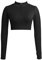 Jetjoy Damen Sportshirt Langarm Funktionsshirt 1/2 Reißverschluss Laufshirt Schnelltrocknend Langarmshirts mit Daumenloch Fitness Stehkragen Oberteile,Schwarz,S