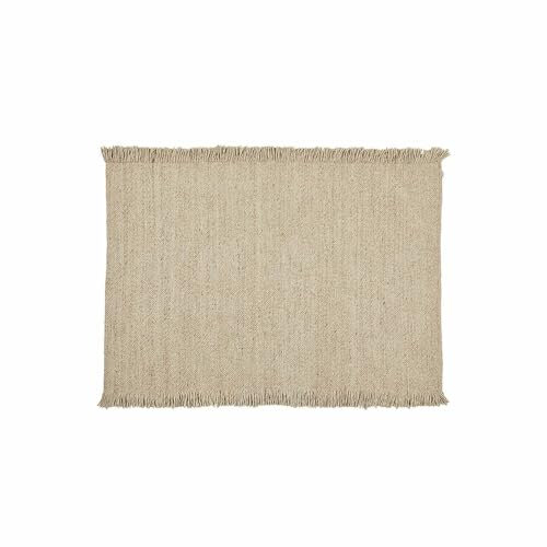 Loberon Teppich Levraut, Robust & Wärmend, Besonders Dichte Webqualität, Dekorative Fransen, Schlichte Eleganz, Wohn-Accessoire, Wohntextilien, Wolle, Baumwolle, Creme