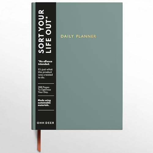 Ohh Deer Tagesplaner Notizbuch A5 - To Do Liste Notizbuch - 288 Seiten Undatiert Organizer Planer - Stundenplaner Notizseite - A5 2024 Tagebuch für neuen Job, Zuhause oder Universität - Salbeigrün