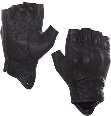 Harssidanzar Guantes de motocicleta de medio dedo/sin dedos, para conducir, motociclista, carreras, guantes de motocicleta, protección de nudillos duros para mujer, KL022, color negro, talla M