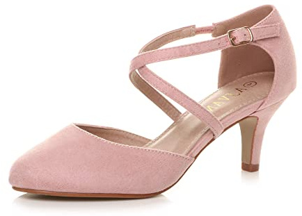 AJVANI Womens Ladies mid high Heel Strappy Crossover Wedding Evening Sandals Shoes Size