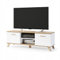 VBChome TV-Schrank 150 x 40 x 52 cm Weiß Griffe Tv-Regal Fernsehtisch mit 2 Türen Holz Mehrzweckschrank für Flur Schlafzimmer Wohnzimmer Kinderzimmer