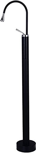 Wannenarmatur Bodenstehende Badewannenarmatur Messing Einhand Badewannen Wasserhahn Mit Heißem Und Kaltem Wasser Freistehender Badezimmerarmatur, Schwenkbarer Auslauf,Chrome (Color : Black+Chrome)