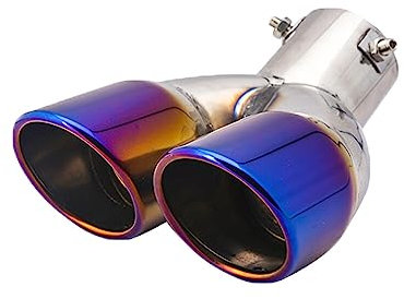 Surakey 76mm Auspuffblende Doppelrohr, Auspuffspitzen Auspuff Edelstahl Endrohrblenden Auto Auspuff Endrohr Gebogener Doppelauslass Endrohr Schalldämpfer Auspuffendrohr Blende Endrohre