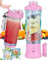 Dreamhigh® Mini Frullatore Portatile, 600ml Bottiglia Frullatore Portatile con 2 Lame, 4000 mAh Mini Frullatore Elettrico Produce 20 Tazze di Succo Per Casa, Ufficio, Campeggio e Viaggi