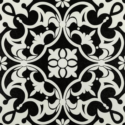 Peel and Stick Floor Tiles Self Adhesive Vinyl Flooring Waterproof Black and White Applique Effect for Kitchen Bathroom Hallway 30x30 10pcs(0.9㎡)