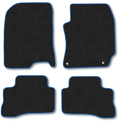 Fits Hyundai Kona (2020-2023) [Hybrid] Carpet Car Mats | Blue Edge Trim Tailored Fit Floor Mats Full Coverage Protection Accessories Easy Clean Anti Slip Made in the UK