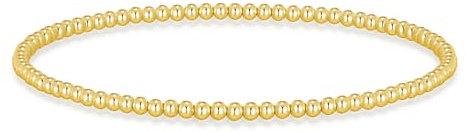 Philip Jones Gold Plated Small Beaded Stretch Bracelet