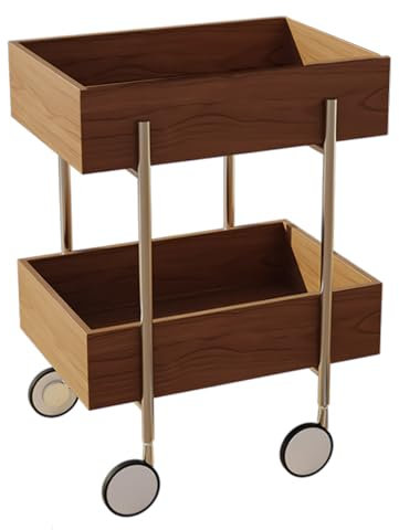 GHBXJX Holz Beistelltisch mit Rollen, Kleiner Massivholz Couchtisch mit Stauraum, Holztisch Wohnzimmer Couch Tisch, Modern Stubentisch Nachttisch Sofa Table, 48x33x65 cm