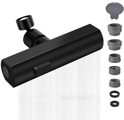 Cidumoa Spout Faucet Extender, Brass 3 Modes Kitchen Tap Spray Head, Polished, Model P0004, ABS Material