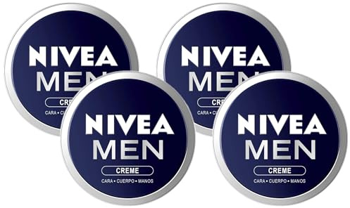 NIVEA MEN Creme (1 x 150 ml), crema para hombres, crema para cara, crema corporal hidratante, crema multiusos hidratante para el cuidado de la piel masculina (Packung mit 4)