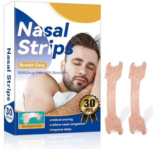 Nasenpflaster Schnarchen, 30 Stück extrastarke Nasal Strips, rückstandsfrei entfernbare Nore Stopper Plasters zum Schlafen und Sport, Verbesserung der Atmung bei Männern und Frauen