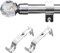 Gardinenstange, 71-238cm Gardinenstange Vorhangstange Verstellbare Beschläge Set mit Halterungen aus Edelstahl - 16 mm Durchmesser mit Acryl Diamant Endstück/Silber