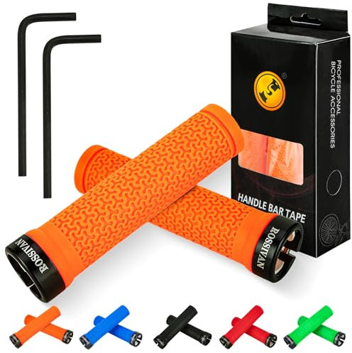 Rossivan Professional Bike Handlebar Grips,Mountain Bike Grips with Soft and Comfortable Anti-slip Rubber,Single Lock-on MTB Grips- Conquer Every Ride