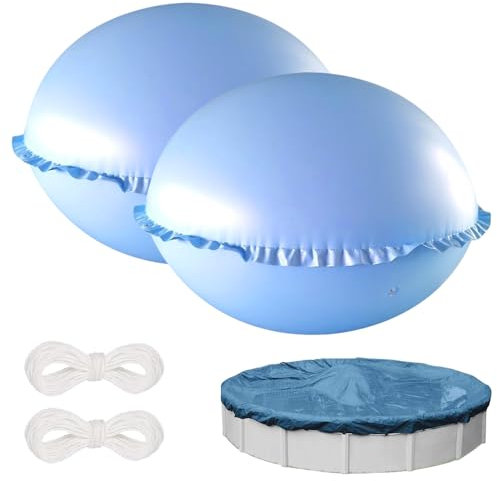 Cuscino Piscina Invernale, 2 Pezzi Cuscino Piscina Galleggiante 120x120cm, Cuscino per Piscina Chiusura Invernale con 4 Occhielli, Cuscino Aria Piscina Copertura Invernale con 15 m di Corda