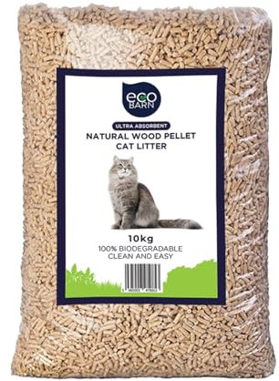 Eco Barn Cat Litter Wooden Pellets 20L Bag. Biodegradable, Non-Clumping, Ultra Absorbent Dust Free, Antibacterial Wood Litter - Genuine Eco Barn Odour Control Kitty Litter, 10kg