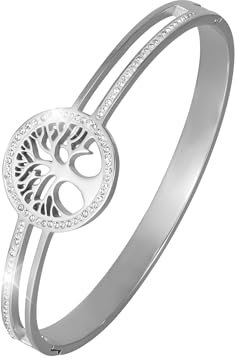 JJDreams Elégant Bracelet Arbre de Vie plaqué or, Bracelet avec Accents de Cristal, Cadeau pour Femme Amie,Argent