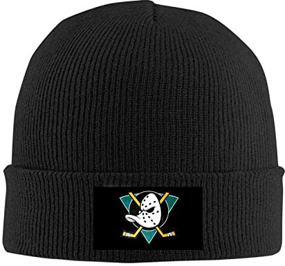 kenwozi Mighty Ducks Strickmütze mit Primär-Logo, Unisex, Schwarz, Schwarz , Einheitsgröße