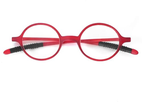 KoKoBin Retro Lesebrille Herren und Damen runde Lesehilf Sehhilfe Brille TR90 Vollrahmenbrille (Rot, 2, Dioptrien)
