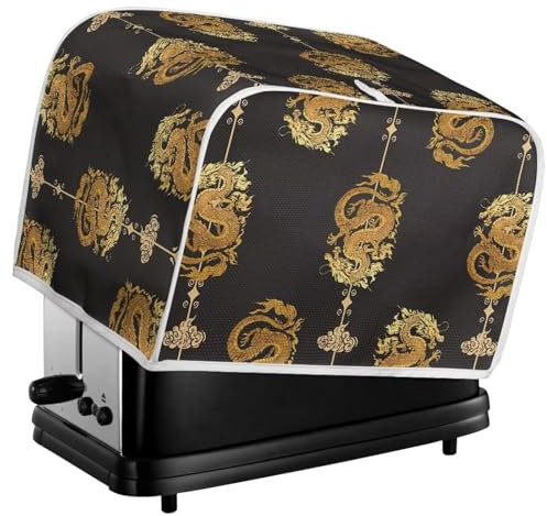 Kuiaobaty Chinesisches Loong Muster 2/4 Scheiben Brot Toaster Maschine Schutzhülle Golden Dragon Print Fleckenabweisende Küchengeräte Abdeckungen