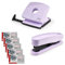 NOVUS Set Locher B220 Color ID 2.0 (20 Blatt Lochleistung, fest einrastende Anschlagschiene) + Heftgerät B2 Color ID 2.0 (25 Blatt Heftleistung, Oberlademechanik) + 5 Packungen Heftklammern 24/6 lila
