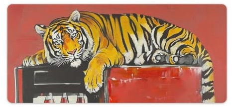 PailailaiNest Large Mouse Pad Mousepad Retro Painting Tiger Red Funny Abstract Animal Mouse Pad Desk Pad Mat Desk Mat for Keyboard and Mouse Pad Office Supplies for Desk 40x90cm