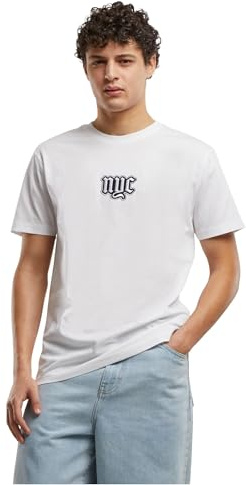Mister Tee Men's Mt3695-nyc Old English Wording Patch Tee T-Shirt, White, M