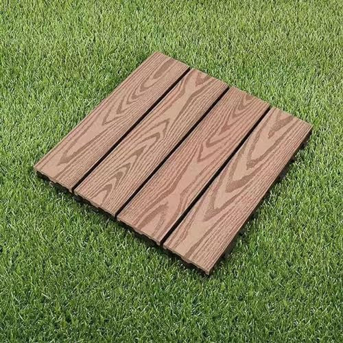 Kanduo Plastic wood flooring 12 Blocks Wood Plastic Interlocking Flooring For Garden, Terrace, Balcony, Lawn, Paving Floor Interlocking Tiles Waterproof Plastic(B-coffee)