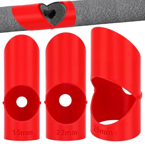 RZCOMP Rohrisolierung schaumstoff schneider,Schaumstoff Rohrschneider,geeignet für 15/22/28 mm Durchmesser Schneidwerkzeug für solierung von Kupferrohren Rohrisolierungsschaum (ROT)