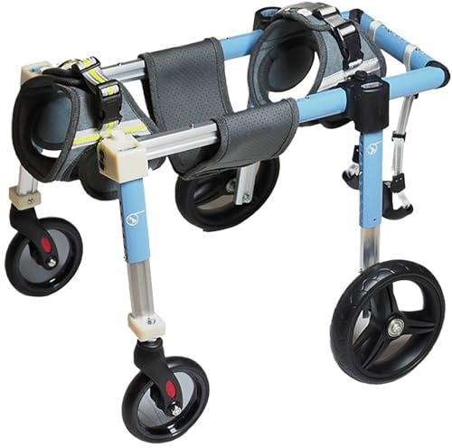 Hunderollstuhl mit 4 Rädern, Mobilitätswagen, verstellbarer Hunderollstuhl, Rollstuhl mit Beinstütze für kleine, mittelgroße und große Hunde, Mobilitätshilfen für die Hinterbeine von Hunden (BLAU, gro