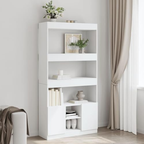 Myheimly Highboard Weiß 92x33x180 cm Holzwerkstoff