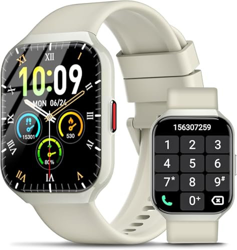 Montre Connectée Homme Femme avec Appel Bluetooth, 1.96 HD Smartwatch, 113+ Modes Sportifs, Montre Connectee Sport Etanche IP68 avec Sommeil/Cardiofrequencemetre/Podometre, pour Android/iOS, Blanc