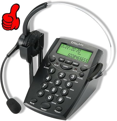 MCHEETA Call Center Headset Telephone with Dialpad and Noise Cancellation Headphone Microphone, Corded Landline Phone with Headset for House Call Center Office Home, Black, HT500