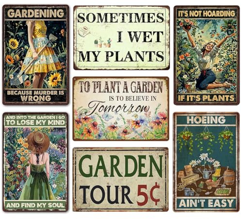 Funny Metal Garden Signs Outdoor Decor 12x8 Inch - Vintage Garden Tin Sign For Outside, Unique Gardening Gifts for Women, Greenhouse Decor & Yard Decorations Outdoor Patio Signs for Plant Lovers