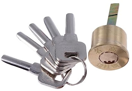 NUOBESTY Security Replacement Rim Cylinder Lock Solid Brass Garage Door Lock with Trim Ring Mounting Plate Random Style Keys Durable Door Cylinder Replacement for Enhanced Security