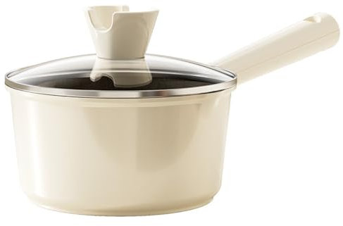 Cacerola con tapa de vidrio, olla antiadherente de cerámica de titanio, olla Masterclass Cookware for cocinar, apta for todo tipo de cocinas.(18cm)