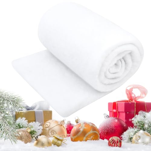 Philorn 2.6FT x16FT Large Fake Snow Blanket Artificial Snow Roll for Christmas Decorations Snowy Blanket for Christmas Village Xmas Party Cloud Backdrop Table Decoration