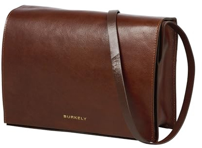 Burkely Fine Florence Satchel Bag – Vegetabil Gegerbtes Leder – Damen Umhängetasche mit Klappe und Gold Details