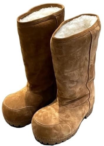 Stivali da neve alla moda Piattaforma Elevazione Caldo Cotone Scarpe Caldo Grande Testa Design Stivali Lunghi Signore All-over Marrone Stivali Lunghi, Marrone, 39 EU