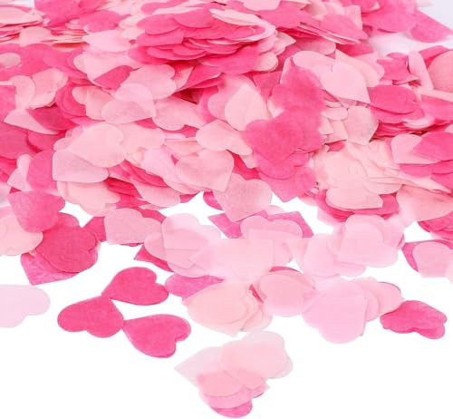 Mainiusi Valentinstag Deko Herz Konfetti 3000 Stück, Rosa Streudeko Herzen Konfetti Hochzeit Romantisch Tischdeko für Valentinstag Hochzeit, Verlobung, Heiratsantrag, Marry Me Deko
