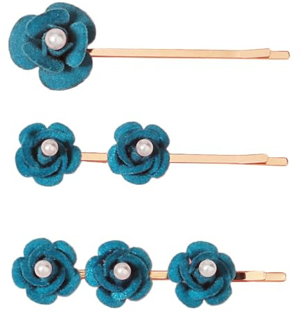 PACKOVE 3 Stück Haarspangen mit Rosenmotiv aus Zinklegierung und Seidenstoff Dekorative Blüten Haarnadeln für Hochzeiten und Brautjungfern Einfach zu Tragen