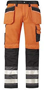 Snickers 32335574096 Size 96 Class 2 High-Vis Trousers - Orange/Muted Black