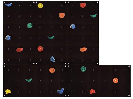 Gartenpirat Kletterwand Outdoor OW5 3,25 m² – Boulderwand mit 20 bunten Klettersteinen und fünf Multiplex-Platten 114 × 57 cm vormontiert inkl. Montagematerial – für Kinder & Erwachsene