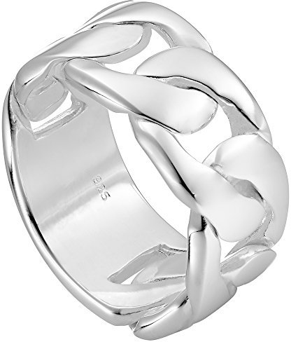 Vinani Damen Ring 925 Silber - Panzerketten Design massiv glänzend - 925 Sterling Silber für Frauen - Größe 58 (18.5) 2RLA-58