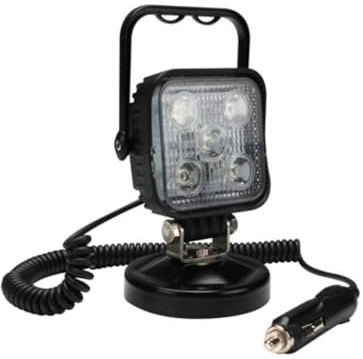 Perel LED-Strahler, 15 W, 800 lm, 7500°K, neutralweiß, mit magnetischem Fuß und Zigarettenstecker, Aluminium, schwarz