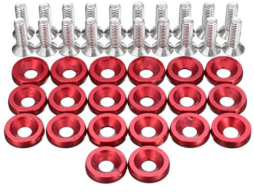 Alamor 20Stk CNC Aluminium Bumper Fender Unterlegscheibe Bolt Engine Bay Dress Up Kit M6X15Mm-Rot